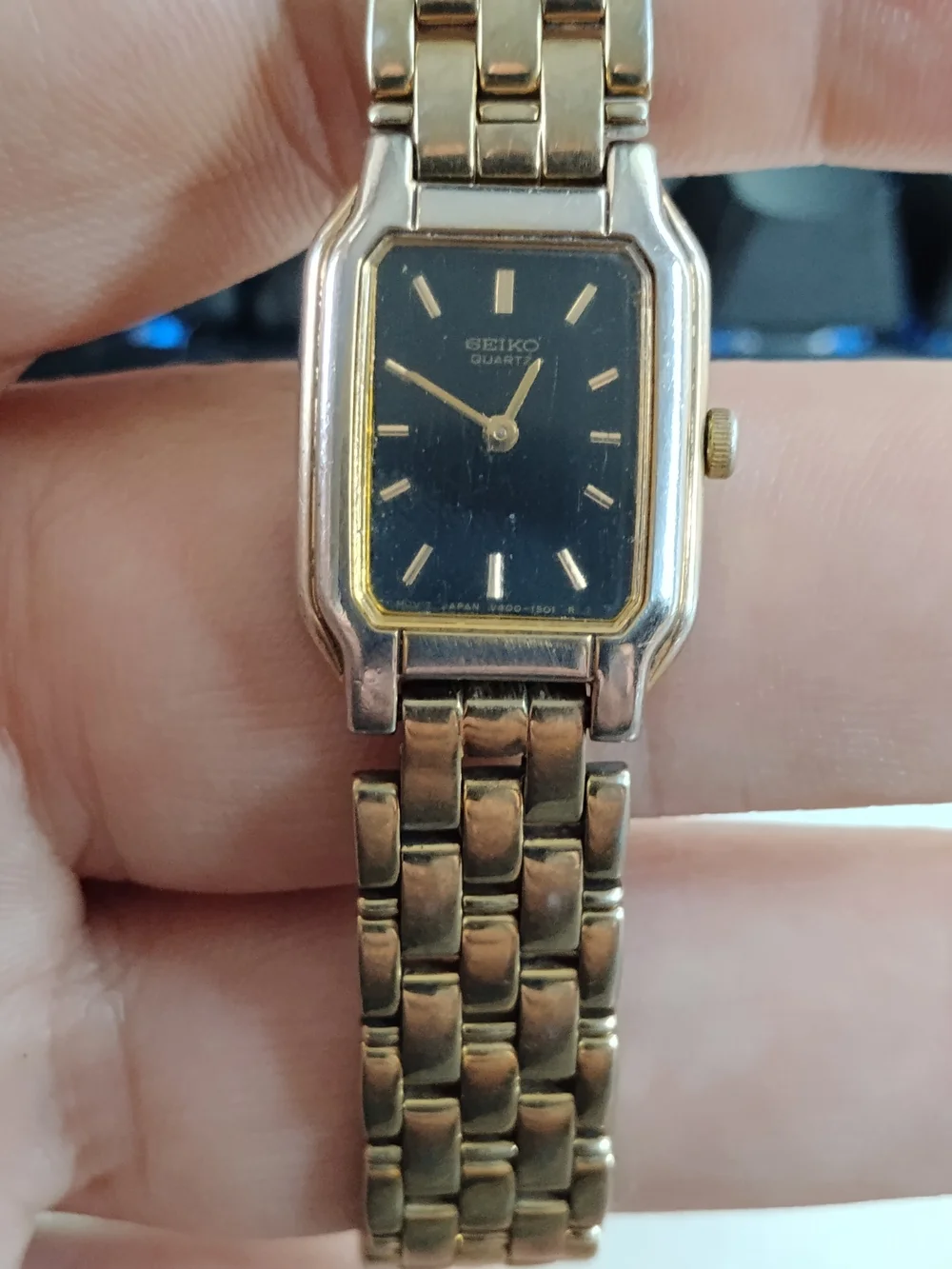 Seiko Gold-Tone Bracelet Watch with Black Dial